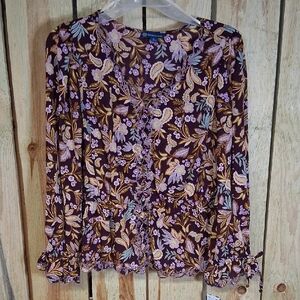 Womens Democracy Printed Woven Top Size S Office Casual Dressy